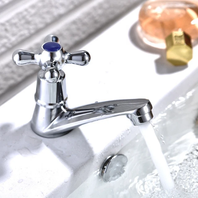 Práctico grifo de lavabo 12 cm accesorios perillas aleación de zinc grifos fríos plata