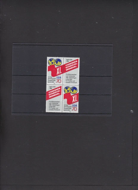 DDR - 4er Block - Mi.Nr. 3049 " Weltgewerkschaftskongreß - Berlin " Postfrisch