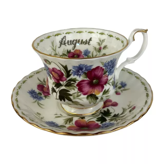 Royal Albert Flower Of The Month August Tea Cup and Saucer “Poppy” Vintage EUC