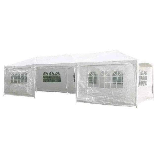 HI Partyzelt mit Seitenwänden 3x9m Weiß Pavillon Festzelt Gartenzelt Bierzelt HI