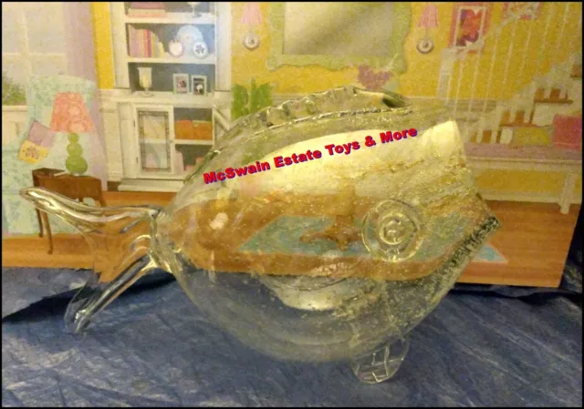 Blenko Style Trapped Air Effervescent Style Bubble Glass-Open Mouth Fish Vase