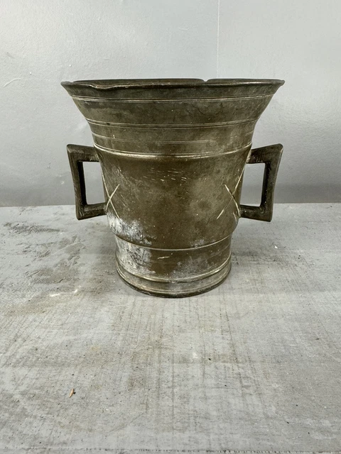 ANCIEN MORTIER D'APOTHICAIRE Avec Son Pilon en BRONZE Doré - 1,3 Kg EUR