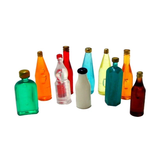 Lot De 20 Bouteilles Miniatures En Résine – échelle 1:12 – Accessoires Pour Maison De Poupée, Mini-bar, Décoration