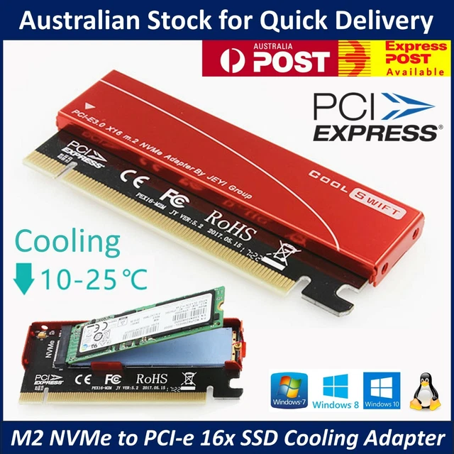 M2 NVMe to PCIE 16x SSD Heat Sink Cooling Adapter Solid State Drive to PCI-e 3.0