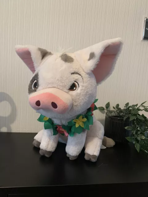 Disney Store Moana PUA Plush Pig with flower lei 14”