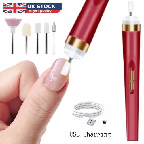 Professional Electric Nail File Drill Portable Manicure Pedicure USB Machine Set