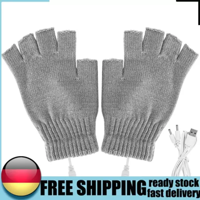 Women Men Electric Heating Gloves USB Thermal Gloves for Sports Skiing (Grey) DE