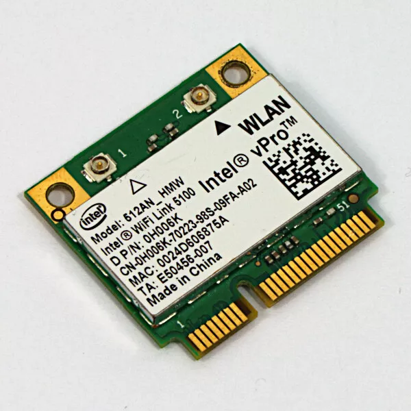 Intel 512AN Hmw PC Portable Adaptateur WLAN Module 0H006K Wifi Pcie Fil Utilisé