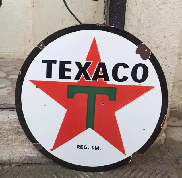 Vintage Texaco Porcelain Enamel Sign 18"