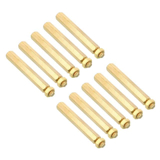 50mm+6mm M5 Standoff Screws 20 Pack Brass Hex PCB Standoffs Nuts Gold Tone