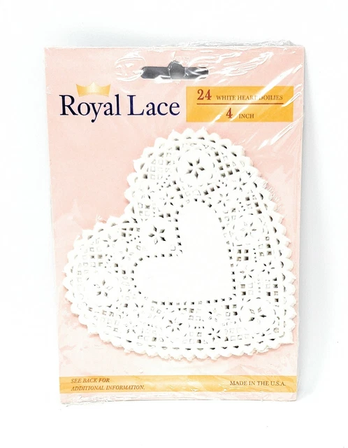 Royal Lace White Heart Paper Doilies, 4-inch, 24 Per Package New