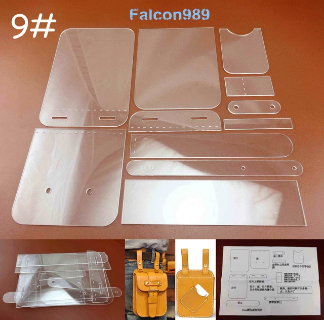 11pcs Leather Craft Acrylic Perspex Pocket Bag Pattern Stencil Template Tool Set