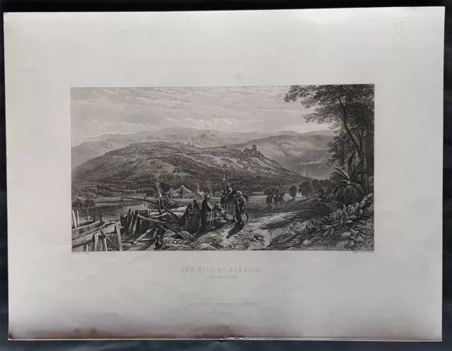 1866 Blackie & Sons Antique Print The Hills of Ancient Samaria, Israel (33221)