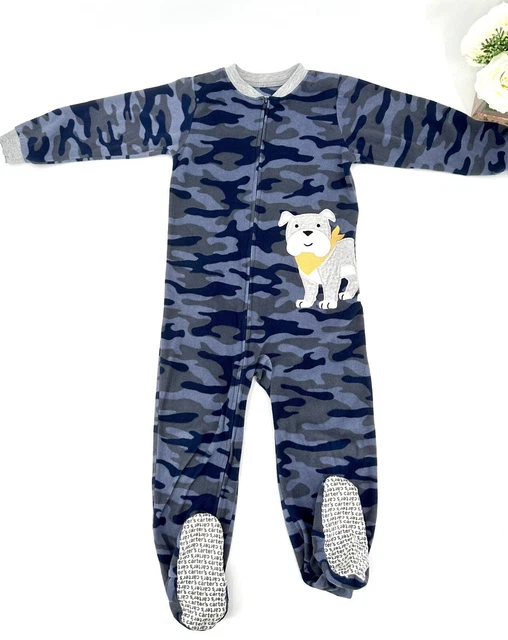 Carter's Boys Footie One Piece Pajamas Size 5 Jumpsuit Size 5 Puppy Blue Camo