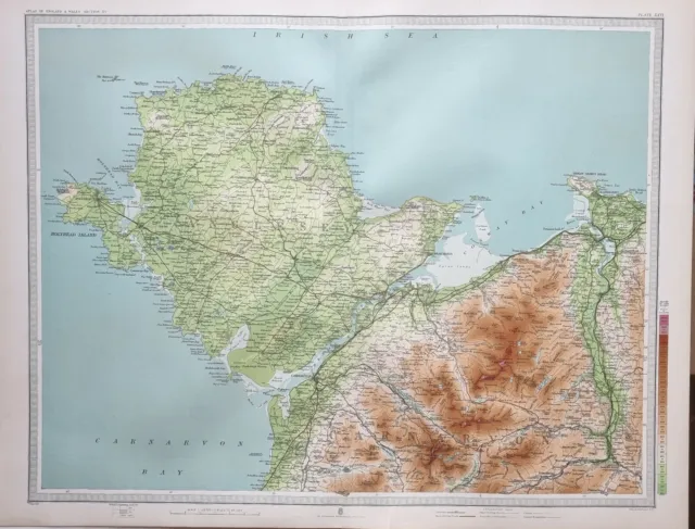 1903 Antique Map England & Wales Anglesey Holyhead Island Carnarvon Llandudno