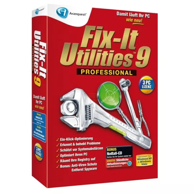 Fix-It Utilities 9 Professional DVD-Box 3 PC (Windows XP / Vista) (NEU/OVP)