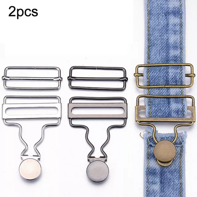 Dungaree Fastener Clip Brace Buckle With Jeans Buttons 2 Set For Denims Jackets