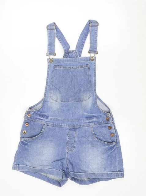 Dungaree blu Tammy 100% cotone taglia 15 anni bottone per ragazze - Loo sbiadito