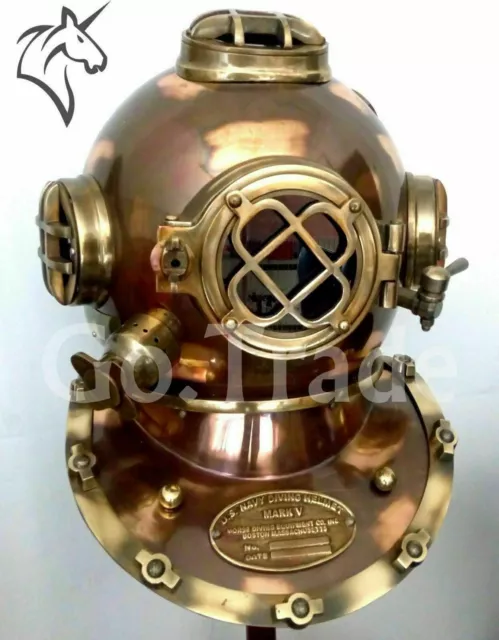 Us Navy Mark V Antique Diving Divers Scuba Helmet Brass Steel Full Size Maritime