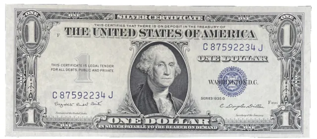 1935 One Dollar Blue Seal Note Silver Certificate Old US Bill $1 Free Shipping