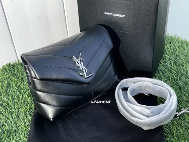 Saint Laurent Toy Loulou Crossbody Bag Black Leather Silver Ysl New With Box!