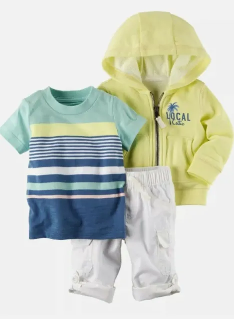 Carters Infant Boys Yellow Hoodie Local Cutie 3-Piece T-shirt Outfit Set