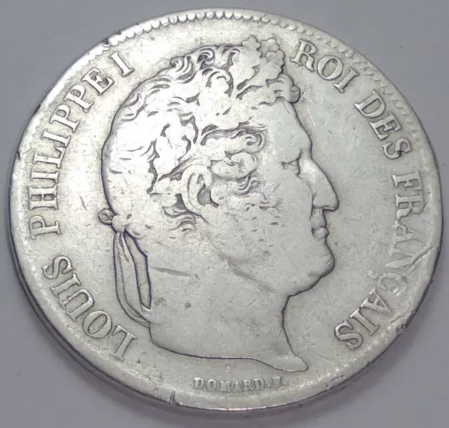 5 Francs 1832 A,UNC, King Louis Philippe I, Rare French Antique Silver coin!!