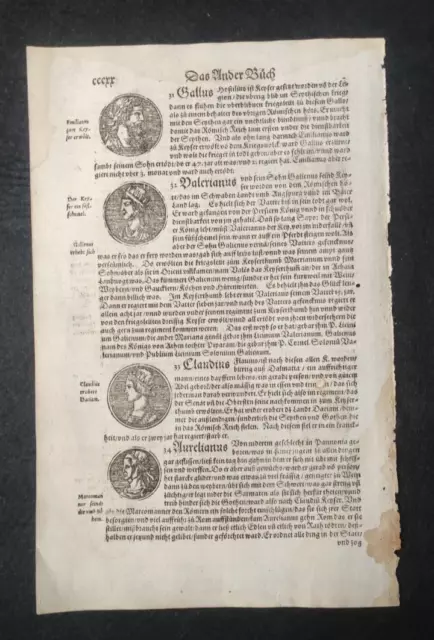 Xilografia Sebastian Munster Medaglioni Imperatori Romani 1574