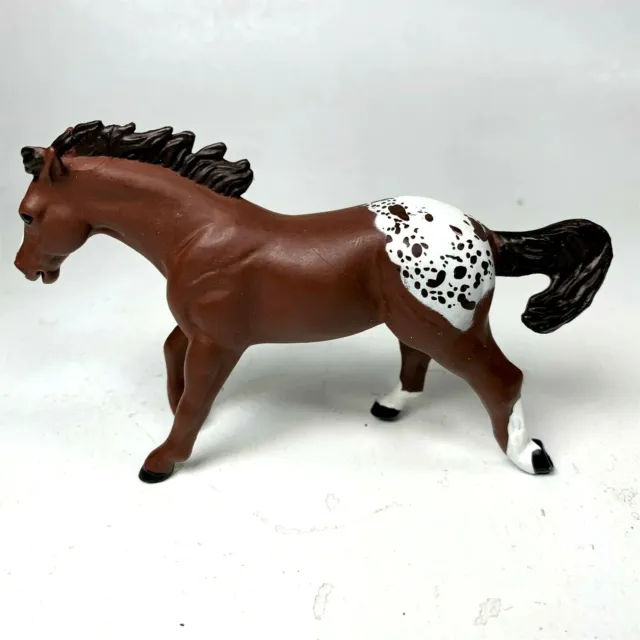 Vintage 1997 Safari Ltd Brown Spotted Mustang Horse Retired - 5.25x3.25 Inches