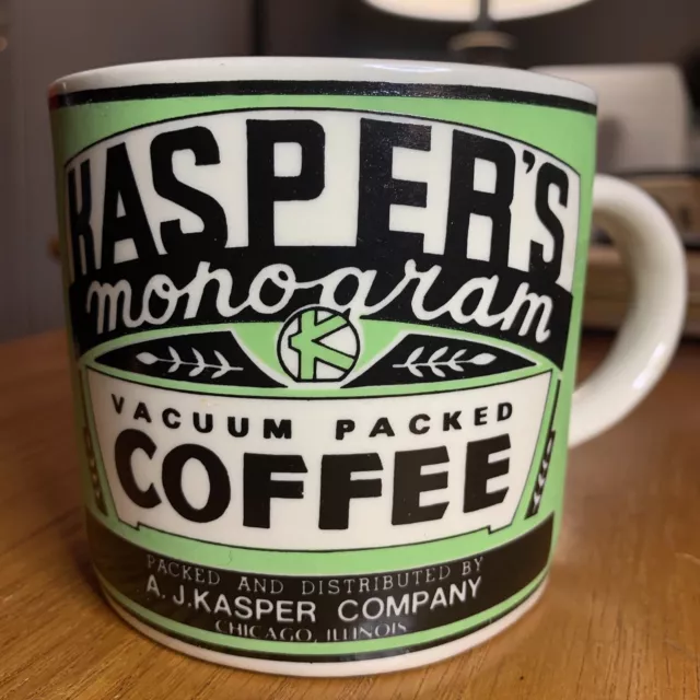 VTG Kasper's Monogram Vacuum Packed Coffee Mug Cup ceramic vintage