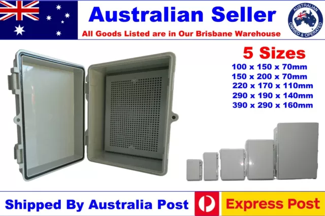 Enclosure Boxes Hinged Dust Proof ABS Lockable Tab Inc Backing Board 5 Sizes