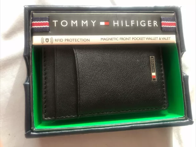 Tommy Hilfiger Men’s Genuine Leather Wallet Black RFID ORIGINAL FREE SHIPPING