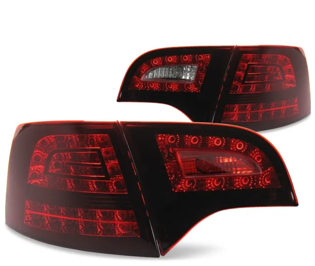 JOM LED Rückleuchten Set für Audi A4 B7 Avant Kombi in DUNKEL ROT CHERRY KIRSCH