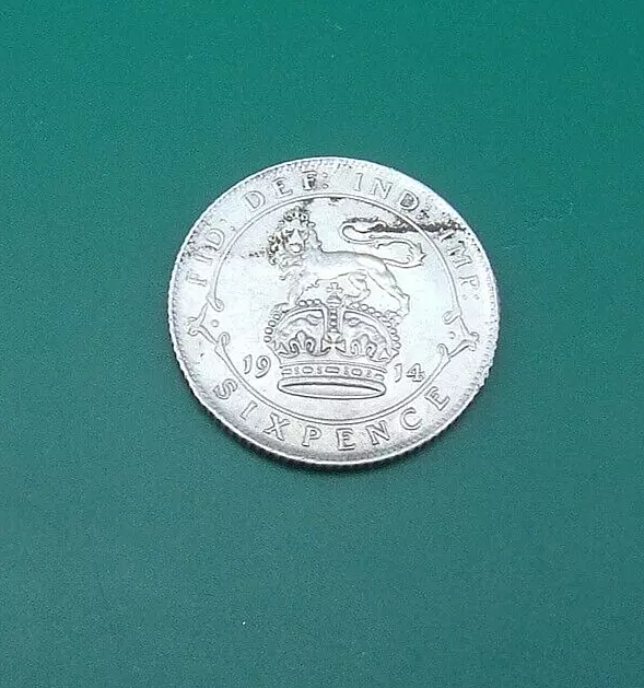 GB George V.  1914 Silver ( .925) Sixpence -  Very Fine . KM# 815