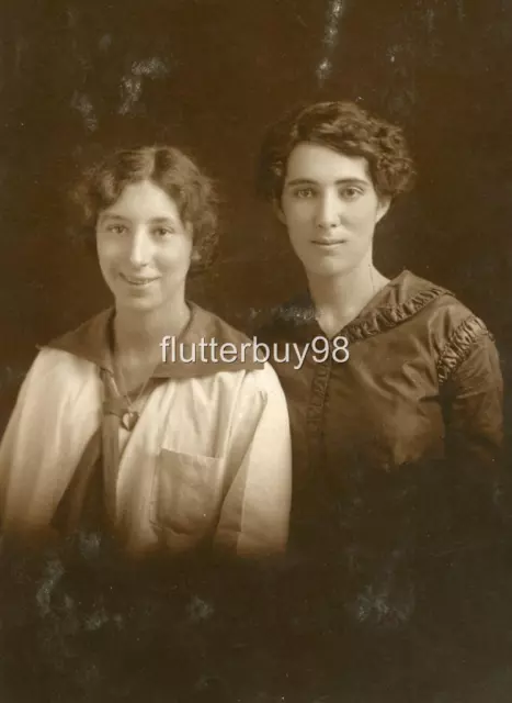 Y626 Vtg Photo TWO SISTERS, WWI ERA c Early 1900's