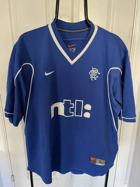 Men's Glasgow Rangers 1999 / 2000 Home Football Shirt Top - Size Large