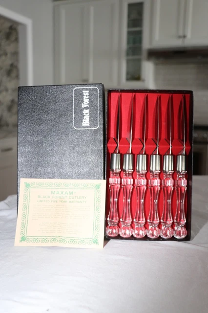 Juego de cuchillos Lucite vintage de la selva negra caja original