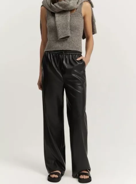 COUNTRY ROAD Woman’s ELASTIC WIDE LEG PANTS-Black-Size 12 RRP $229