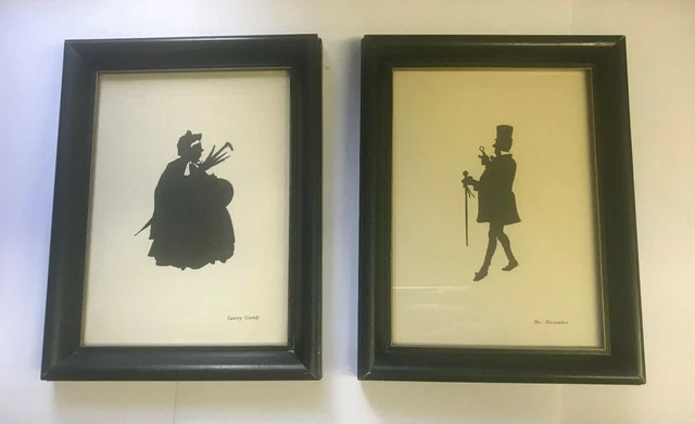 Mr Micawber & Sairey Gamp Silhouette Pictures Set of 2