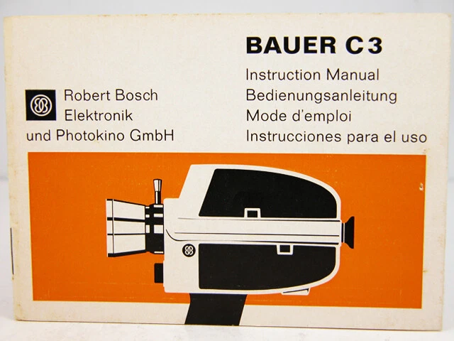 Bauer C3 Super-8 Factory Original INSTRUCTION MANUAL NIce!