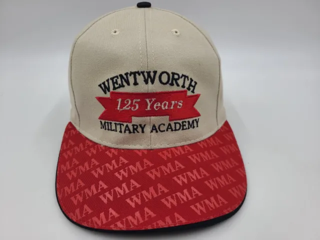 Vintage Wentworth Military Academy Strapback Adjustable Hat Cap Men Beige Red