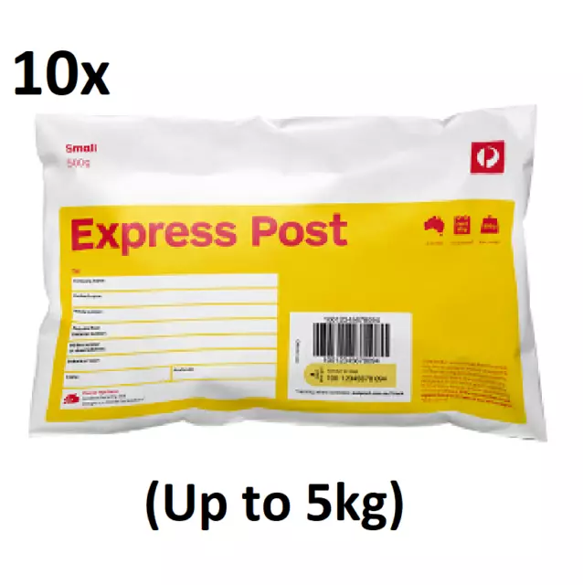 10 x Small Express Australia Post Prepaid Satchels (Fits up to 5kg) Bulk NEW