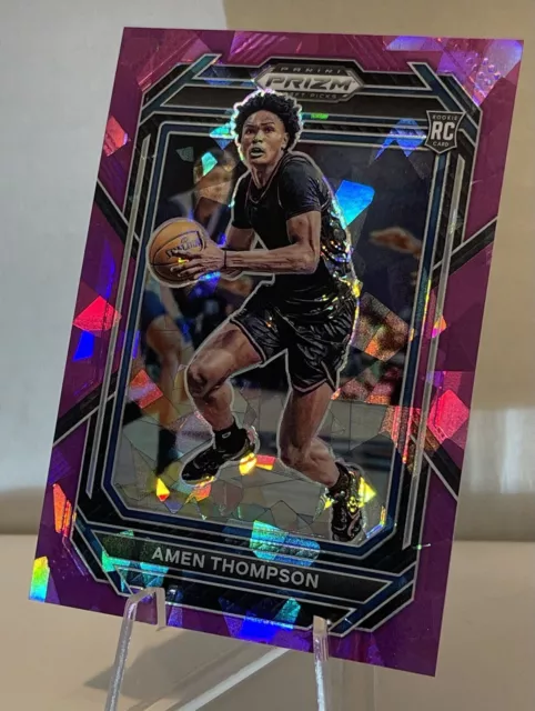 🔥 Amen Thompson -2023 Prizm Draft Picks Purple Cracked Ice #'d/149 Rockets 🔥 3