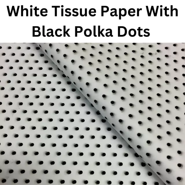 Black Polka Dots Printed On White Coloured Tissue Paper Hampers