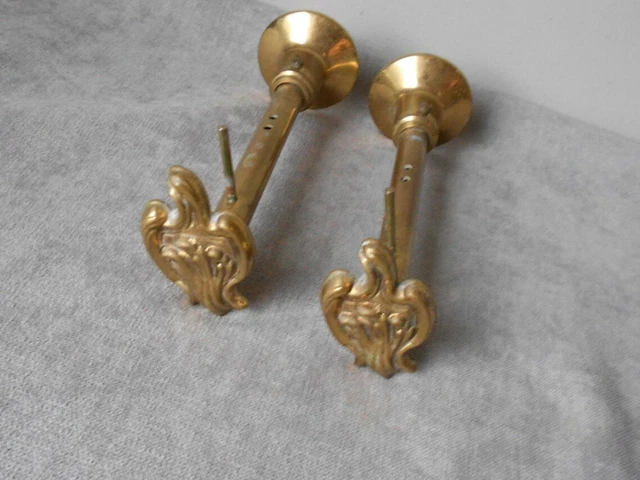Pair French Vintage  BRONZE CURTAIN TIE BACKS HOOKS