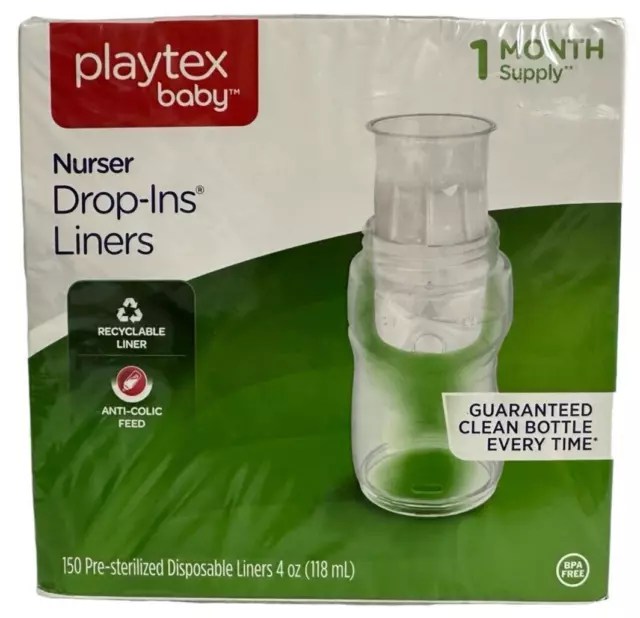 NEW Playtex Baby NurserDrop-Ins Liners 150 Count Box 4 Oz 1 Month Supply NIB