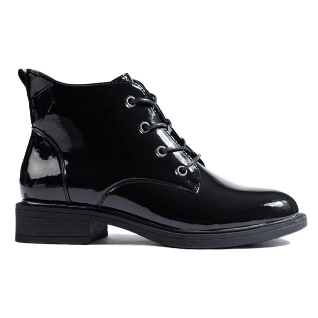Bottines Vinceza laquées noires pour femme le noir