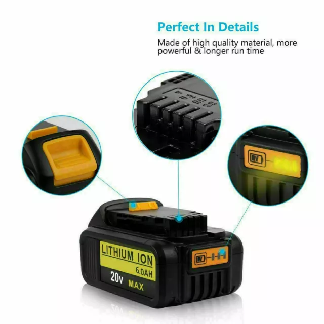 6.0Ah 18V Genuine Battery Li-Ion For DEWALT DCB184 XR Slide DCB182 DCF885 DCC785 3