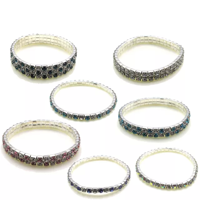 Crystal Bracelets Fashion Jewellery Stretchy Diamante Costume Elasticated Ladies