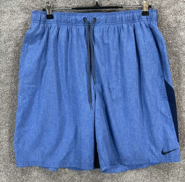 Nike Swim Trunks Mens XL Blue Measures 32X9 Elastic Waist Mesh Lining Drawstring